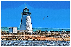 Bird Island Lighthouse - Digital Painting